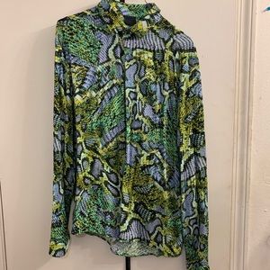 Asos lizard animal print multi green shirt button